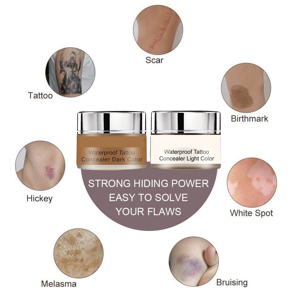 Contouring Maquillage,Anti-cernes Correcteur,Correcteur de Tatouage,Concealer,Maquillage Couvrent Peau Camouflage Crème Ensemble,20g+20g (Sombre+ Claire)