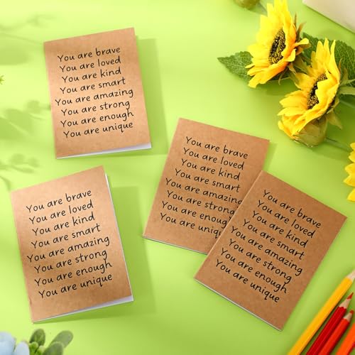 Image of Spakon 48 Pcs Back to School Gifts for Students Bulk Mini Inspirational Notebooks Small Journal Pocket Positive Affirmation Motivational Notepad First Day of School Gifts for Teacher (Kraft)