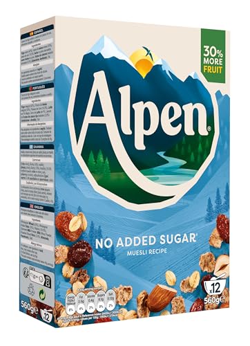 Alpen Muesli Sin Azúcar Añadido con Cereales Integrales y Frutos Secos 560g