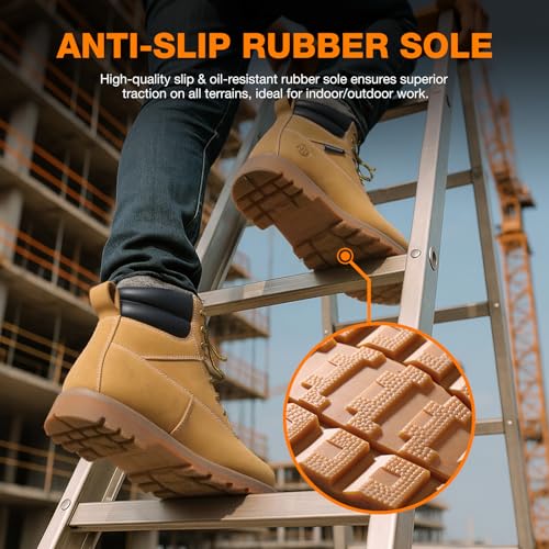 Image of NINGO Waterproof Steel Toe Work Boots for Men, EH Rated, Slip Resistant | Mens Safety Toe Work Shoes, ASTM F2413-24, Full-Grain Leather, Oil Resistant, for Construction Industrial Warehouse