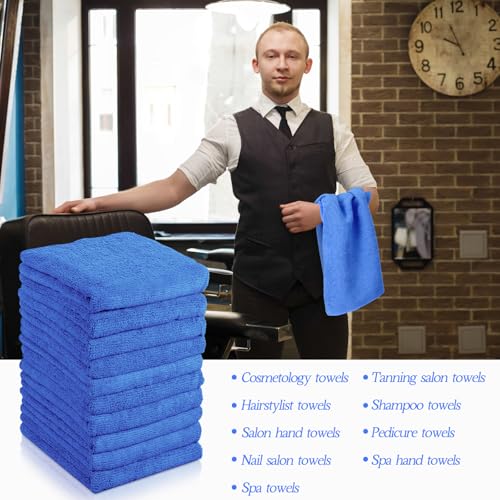 Image of Shimeyao 40 Pack Bleach Proof Towels Microfiber Absorbent Resistant Hair Hand Towels Bulk Quick Dry for Barber Gym Bath Spa Shaving (Blue,16 x 29 Inch)