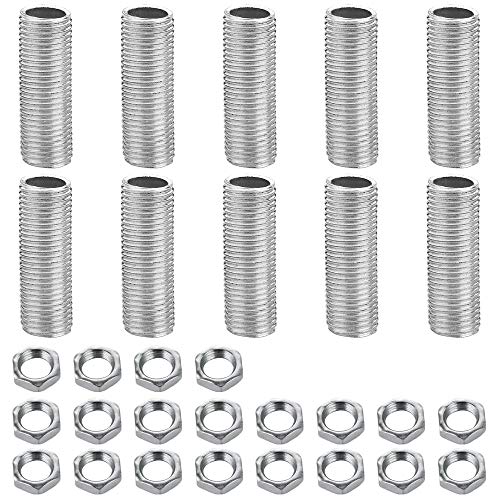 Image of Lamp Pipe Nipple Kit, Including M10 50 mm /2 inch Length Nipples and M10 Nut Thickness 3mm / 0.12 inch, Zinc-Plated, 10 Pack