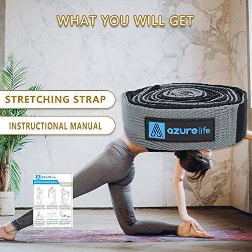 A Azurelife Premium Durable Cotton Stretch Strap With Loops, Non-Elastic Yoga Strap For Stretching, Multi-Loop Fitness Stretch Band For Physical Therapy, Yoga, Pilates&Dance #TOP4