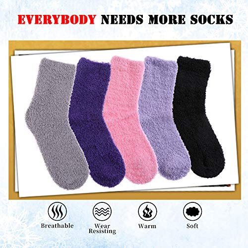 Image of LANLEO 5 /6 Pairs Womens Super Soft Fuzzy Plush Warm Winter Home Sleeping Slipper Socks