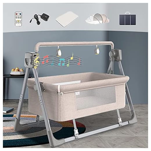 Cuna Para Bebe,columpio bebe,baby rocker,balancin bebe,cuna De Viaje,kit Colecho Universal Cuna,con Balanceo De 5 Velocidades, Música Y Control Remoto,next To Me,para 0-24 meses bebé ( Color : Khaki )