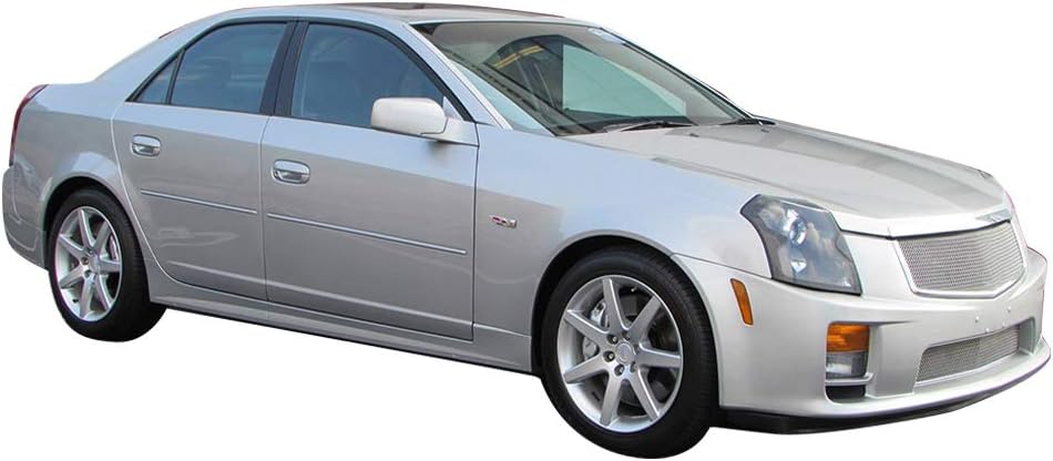 FREEMOTOR802® Tape-on Side Window Visors Wind Deflectors Rain Guards Vent Visors, Compatible with 2003-2007 Cadillac CTS, Slim Style Smoke Tinted Acrylic 4 Pieces