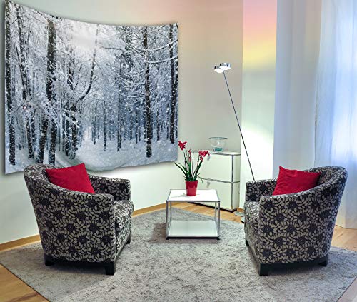 Qiyi Christmas Tapestry Wall Hanging, Holiday Home Decor Backdrop, Winter Party Decoration Blanket For Bedroom Living Room Dorm 80" L X 60" W (203Cmx153Cm) - Snow In The Woods #TOP2