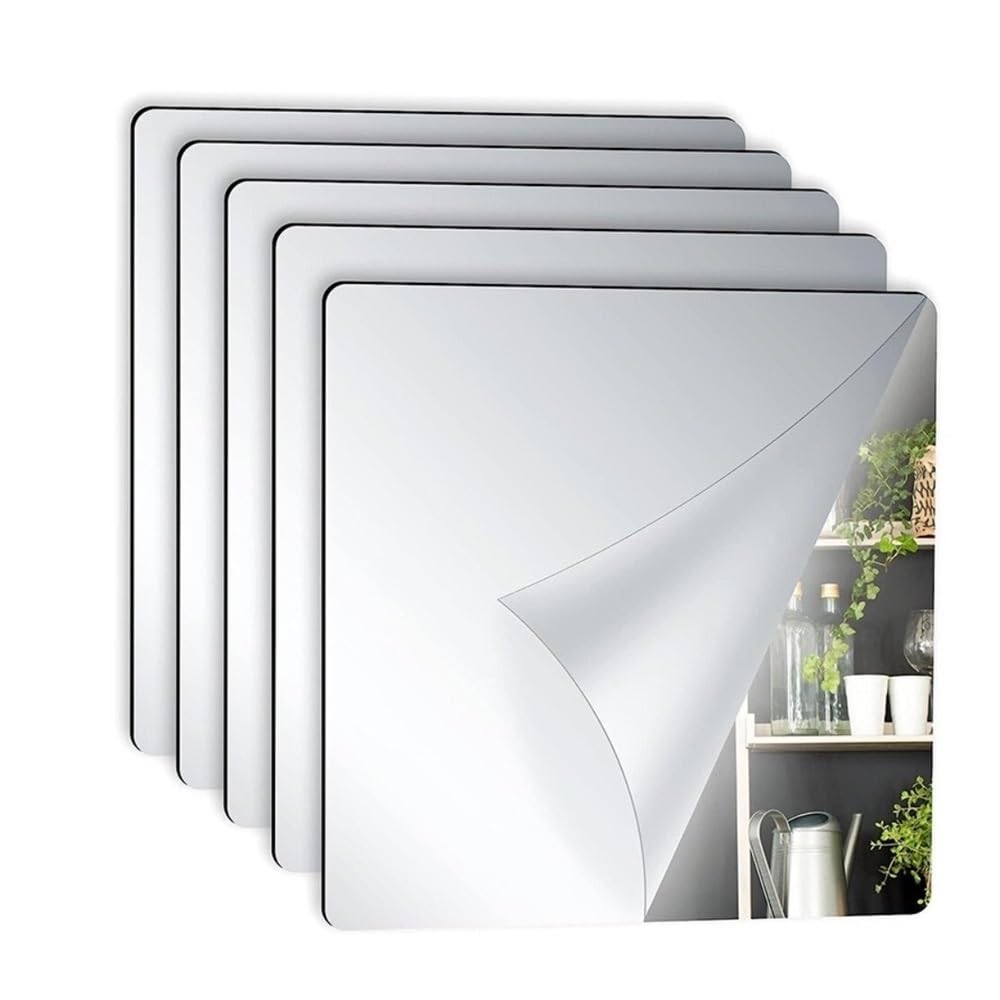 Dazhua 5pcs Self-Adhesive Mirror Wall Stickers Thick Acrylic Mirror Sheets