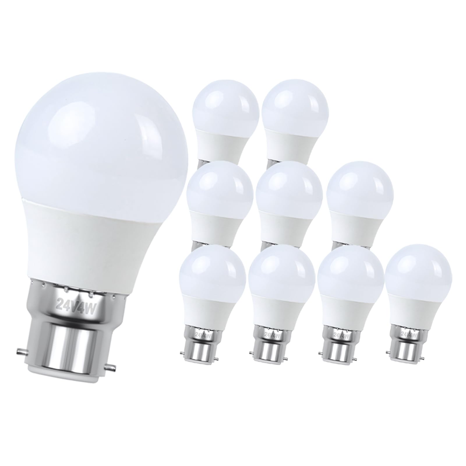 Ruiandsion Bombilla B22 formato C45 de 4W, esferas luminosas de baja tensión 24V Blanco Cálido, repuesto para iluminación naval, paquete de 10 unidades