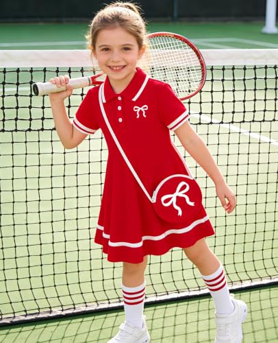 Move Dance Little Girls Sporty Dress 4T 5T Red Sundress with Bag - image 5