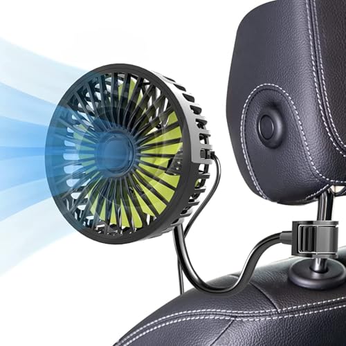 Image of RIGGEAR Car Fan, USB Powered Car Cooling Fan for Front Dashboard /Headrest /Baby Stroller, Powerful 3 Speed, Quiet Motor with 360 Adjustable Flexible Rod, Best USB Table Top Fan for Home, Office