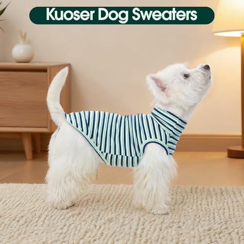 Kuoser 2 Pack Dog Sweater, Soft Dog Sweaters for Small Medium Large Dogs, Sleeveless Pet Fleece Vest,Puppy Pullover Sweatshirt for Boys & Girls, Turtleneck Dogs Winter Coat Clothes