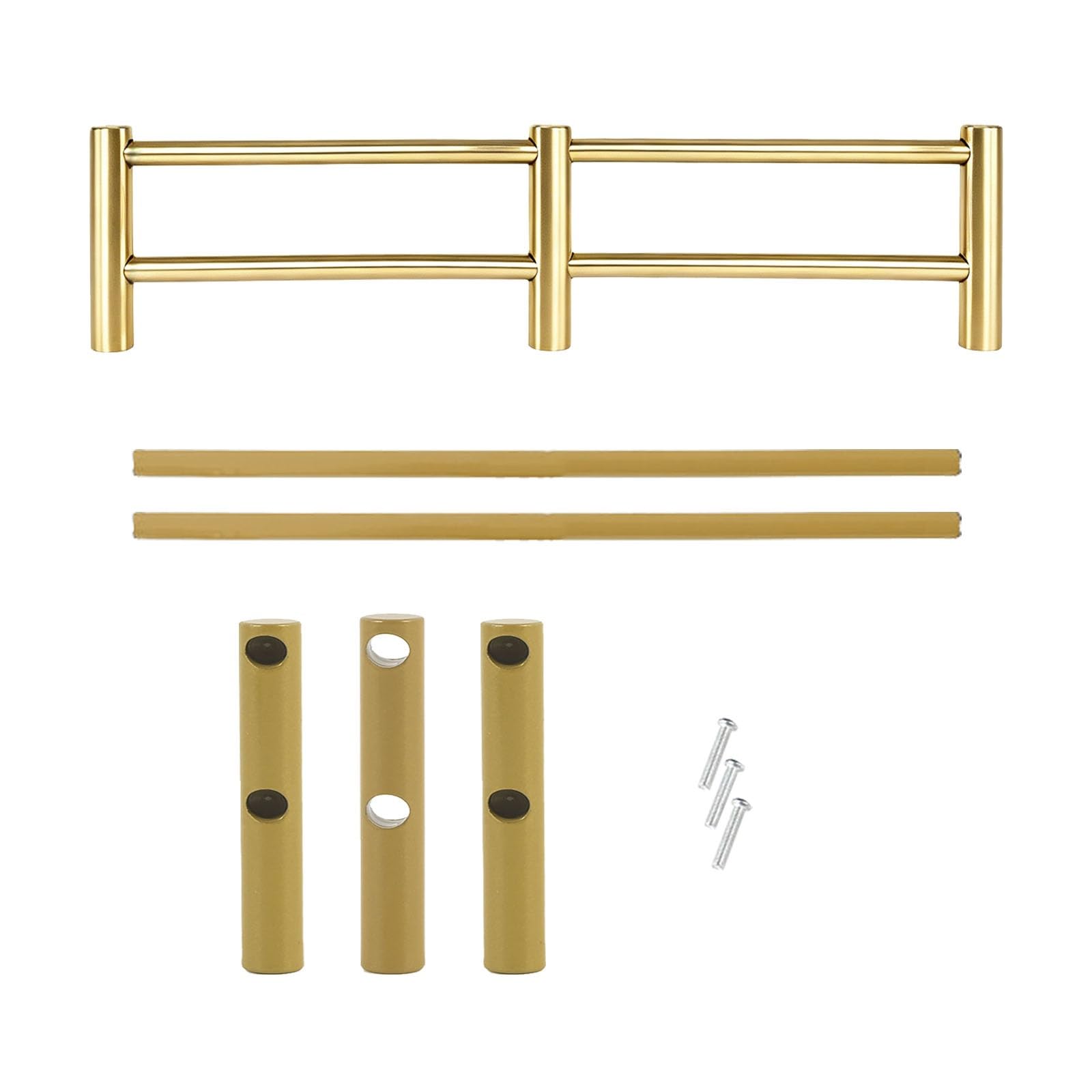 Minimalist Stainless Steel Shelf Railing, Decorative Cabinet Edge Guard Fence for Modern Furniture, Round Tipping Barrier Rod(Gold,57in/145cm)