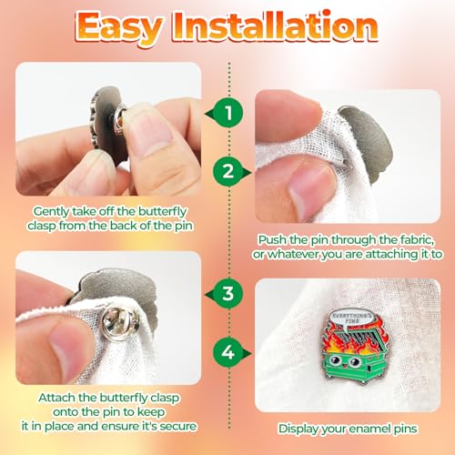 Image of CHURYUML 6Pcs Emotional Dumpster Fire Enamel Pins Set - Funny Everything is Fine Brooch Pins, Cute Button Pin for Backpacks Clothes Hats Bags Motivational Dumpster Fire Gifts for Women & Men