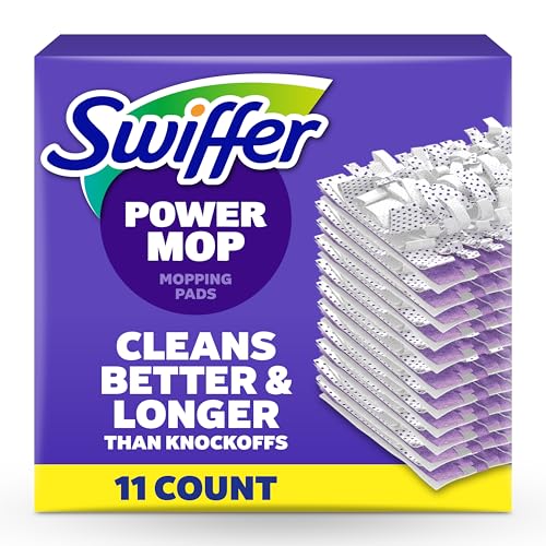 Swiffer PowerMop Multi-Surface Mopping Pad Refills for Floor Cleaning 11 Count White/Purple