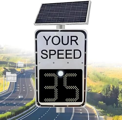 Solar Powered LED Speed Limit Sign - 60x90cm High Visibility Radar Display for Highways, Speed Feedback, Enhance Road Safety & Compliance, Perfect for Traffic Control Solutions