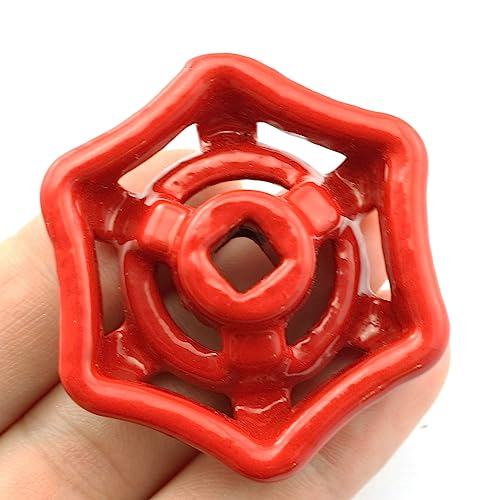 PZRT Cast Iron Outer Tap Round Wheel Handle Hose Bib Handle Water Spigot Handle for 5x5mm Valve Shafts Red - Image 3