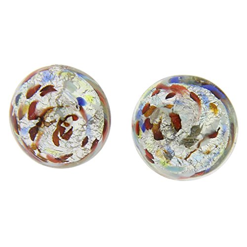 Boucles d'oreilles Murano confettis argentés en verre d'art et argent d'exception