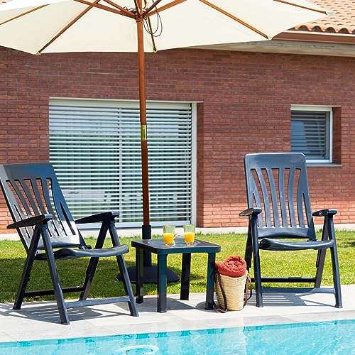 Fauteuils de jardin multiposition pliables blancs avec haut dossier - 6