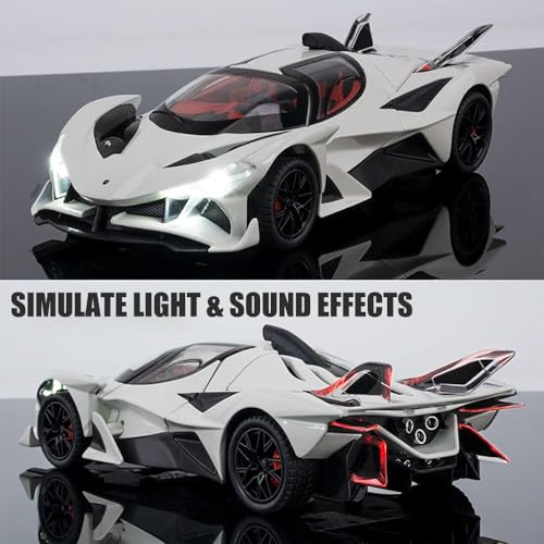 Image of 1:24 Scale Big Size Apollo Evo Supercar Toy Car | Metal Diecast Car for Kids with Openable Doors, Sound, Light Effects, Black