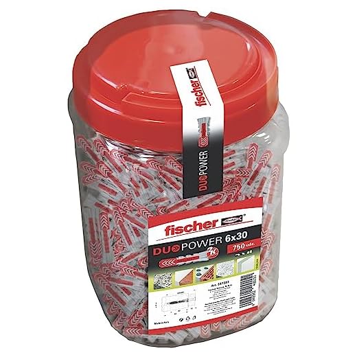 fischer 557383 Tacos, Gris/Rojo, 6x30/750uds