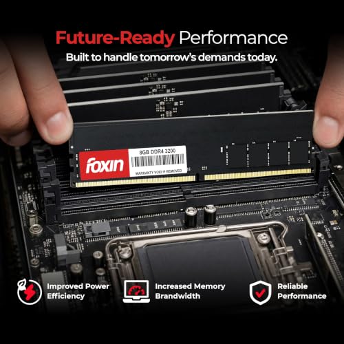 Image of Foxin 8GB DDR4 Desktop RAM 3200 MHz | UDIMM | Long-DIMM | 1.2V Low Voltage | 288-PIN Pin, Single Channel Memory, Intel & AMD Compatible | High-Speed PC Memory Upgrade | 10 Years Warranty