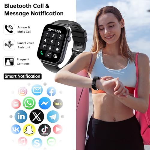 Image of Smart Watch for Men Women, 1.83 inch HD Touchscreen Fitness Tracker, Bluetooth Notifications /Calls, IP68 Waterproof, 100+ Sport Modes, 24 /7 Heart Rate & Sleep Monitor for iPhone Android iOS