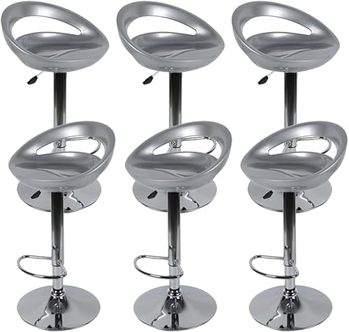 Miniatura 9 de MEILLEUREVIE Taburetes de bar, taburetes de bar giratorios ajustables, sillas de altura de mostrador ABS elevador de gas, respaldo estilo luna, base