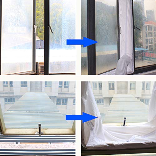 Joint de fenêtre pour climatiseur mobile et sèche-linge à évacuation d'air, climatisation,Hot Air Stop avec fermeture éclair pour fixation sur fenêtre,fenêtre battante/fenêtre de climatisation,400 cm - Image 5
