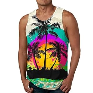 LOIJMK Heren zomer mode casual strand kust digitaal 3D print ronde hals mouwloos T-shirt vest top tank top fijne rib