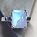 Natural 4ct Rainbow Moonstone 925 Solid Sterling Silver Ring Size 5, 6, 7, 8, 9