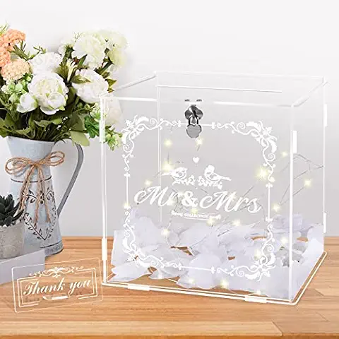 Herenear Caja para Tarjetas de Boda de Acrílico Cover