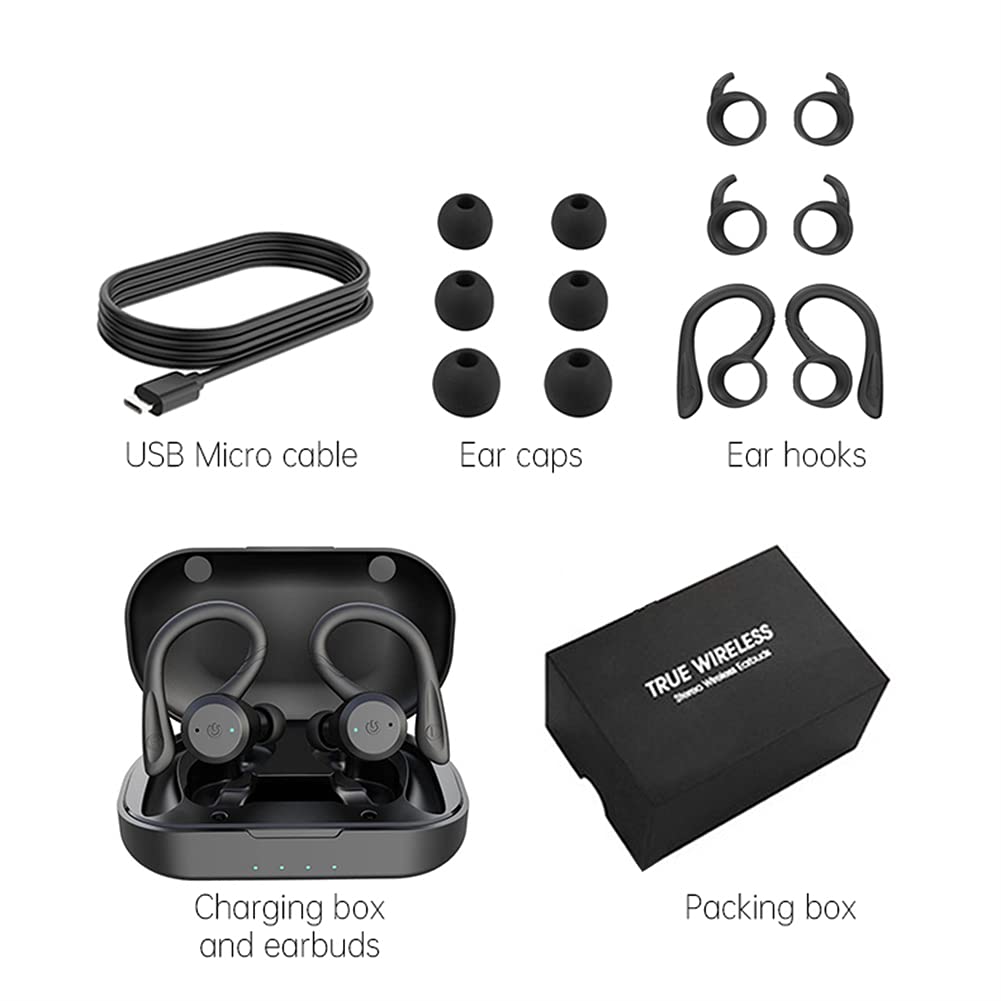 Cuffie Bluetooth con Microfono, Cuffie Wireless con Riduzione del Rumore, IPX7 Impermeabile, Auricolari Stereo Hi-Fi, per L'allenamento in Palestra,Rosa