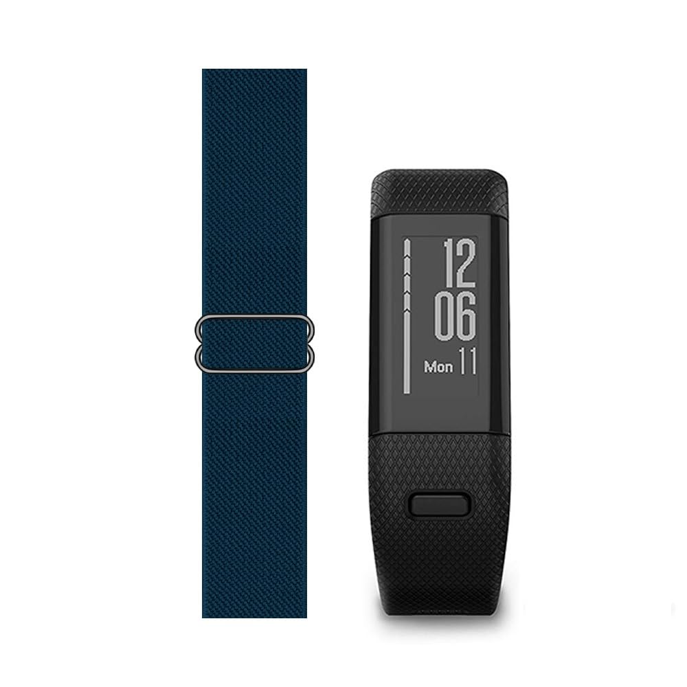 C2D JOY Stretchy Loop Nylon Strap Compatible with Garmin vivosmart HR Plus Approach X10/X40 Watch Bands with Adapters- Midnight Blue