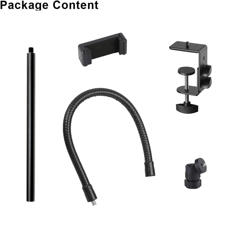 Supporto per webcam per telefono da scrivania regolabile a collo di cigno, supporto per fotocamera Logitech Webcam C922 C930e C920S C920 C615, ecc. (filettatura da 1/4")