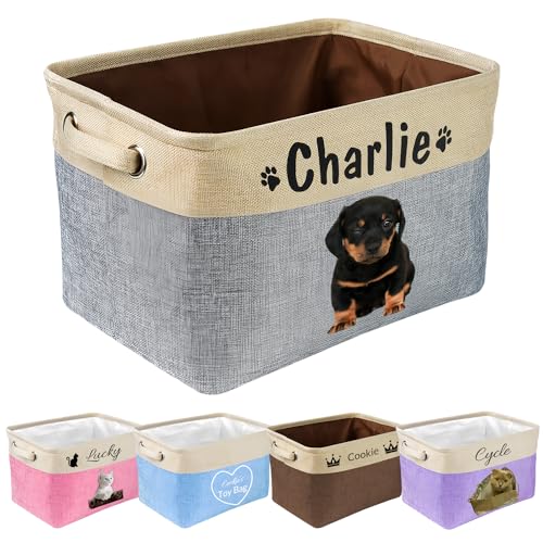 JeathFea Personalisierte Hundespielzeug - Name und Bild des Haustiers hinzufügen - Zum Aufbewahren von Hunde Katzen zubehör, Haustierbedarf - Faltbare Aufbewahrungsboxen