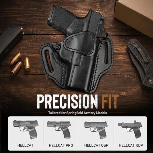 Leather Pancake Holster Fits Hellcat Pro, Hellcat 3" and RDP, Black, Right - 1