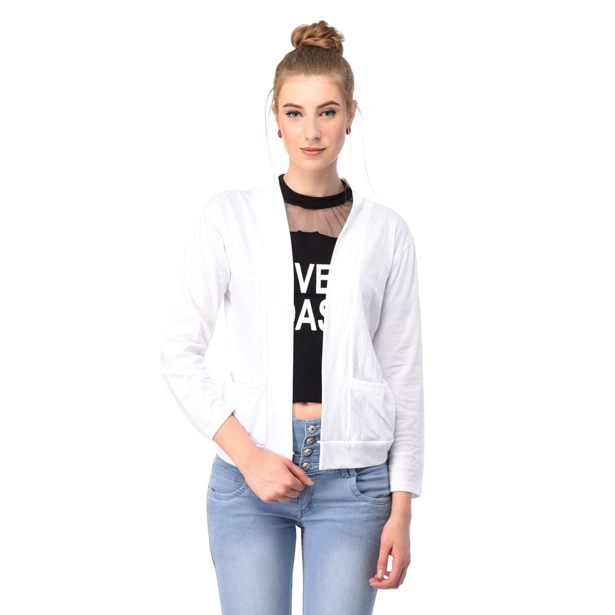 Amazon Brand - Nora Nico Women's Cotton Full Sleeves Front Open Casual Shrugs with Pockets-picture-34