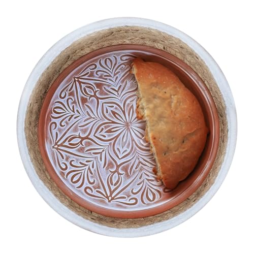 Ole Bazar Bread basket with bread warmer stone - Bread warmer terracota - Bread warmer basket with stone - Sourdough warmer - Tortilla warmer ceramic - Warming tray and ideal bread proofing box