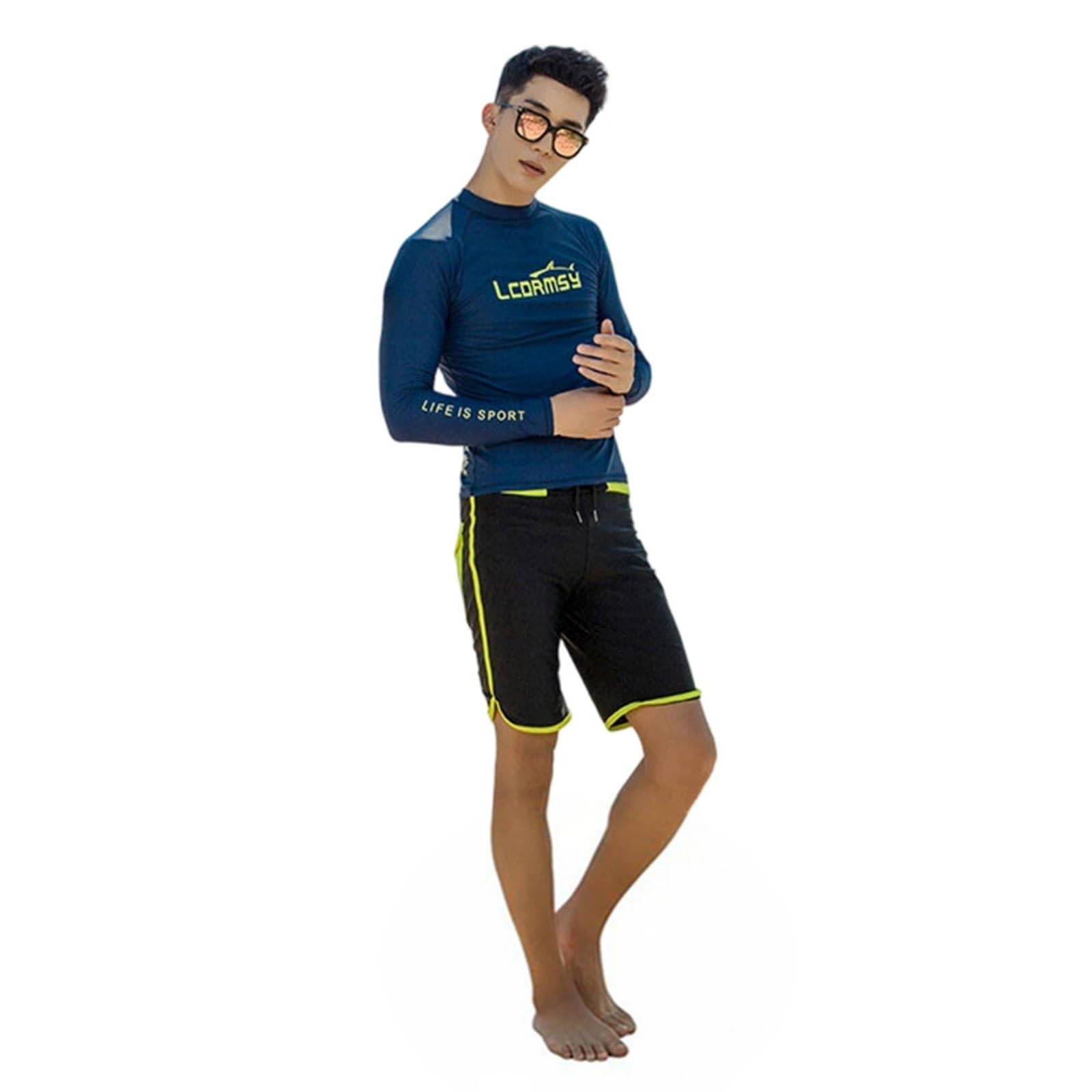 predolo Ropa de Esnórquel Protección Solar Camiseta de Protección con Pantalón Corto Secado Rápido Camiseta de Natación Manga Larga para Surfistas, 3XL