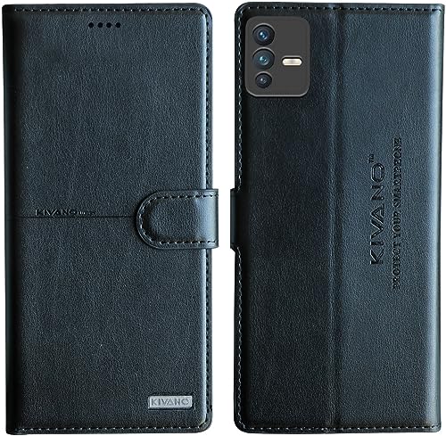 Image of Compatible with Vivo V23 Pro 5G Flip Cover | Leather Finish | Inside Pockets & Inbuilt Stand | Shockproof Wallet Style Magnetic Closure Back Cover Case