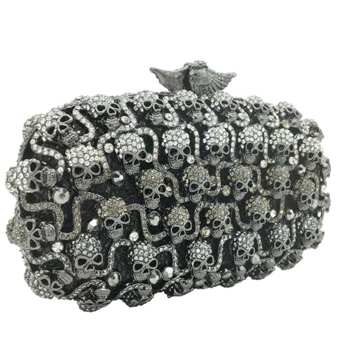 Image of DJBM Glitter Skulls Rhinestone Purse Women's Clutch Handbags Crystal Evening Bags Diamond Evening Clutches for Party Prom