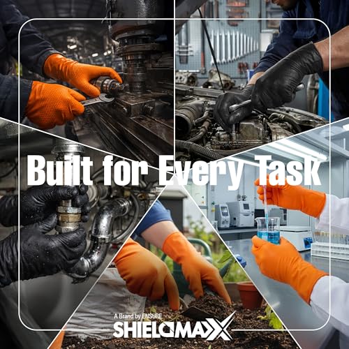 ShieldMaxx Orange Nitrile Gloves Heavy-Duty Texture Grip Low Derma Patented - image 5