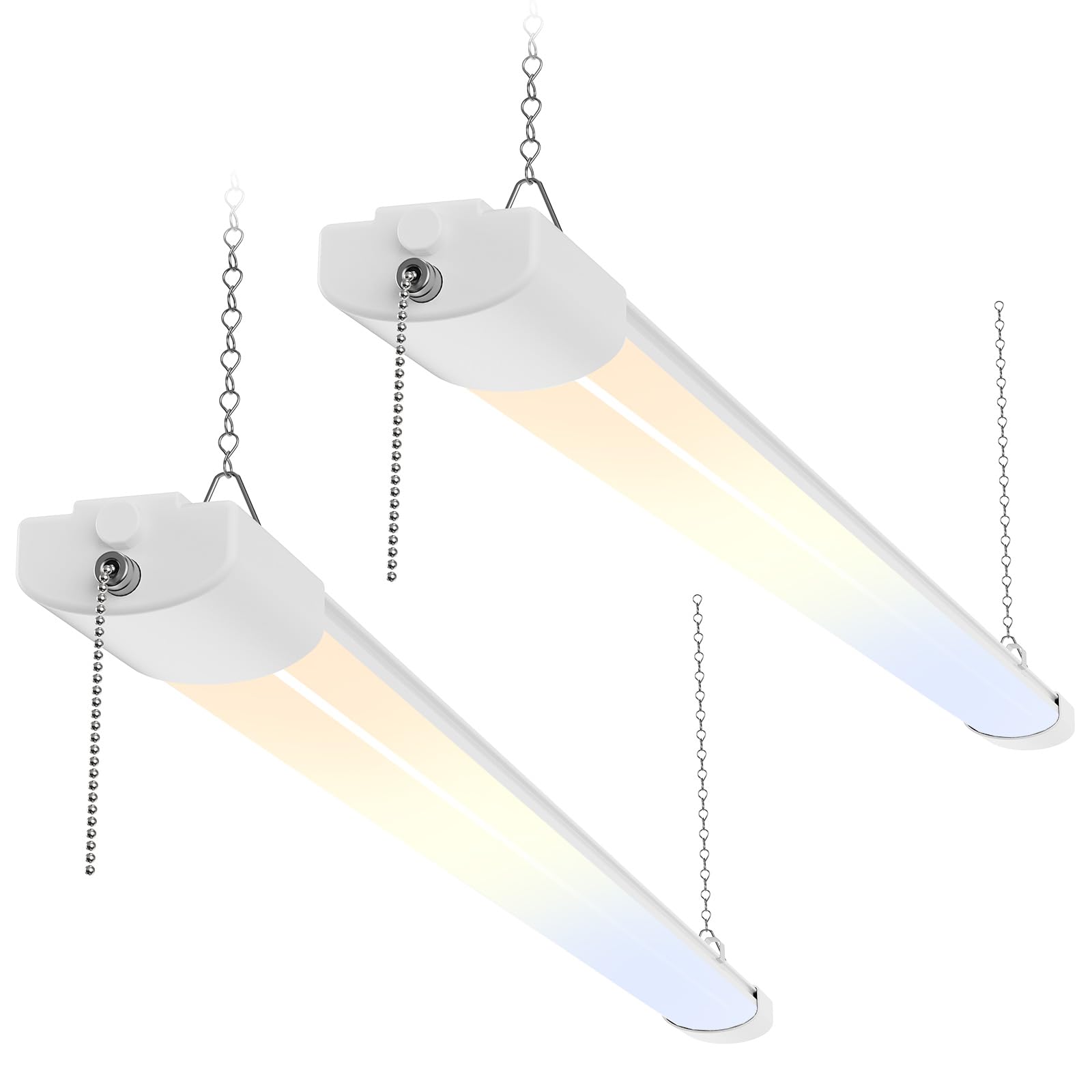 ALUSSO® LED Shop Lights 4FT for Garage, 6000LM Super Bright, Adjustable 2700K-6500K Color Temperature, 120V, Warm to Cool Daylight Linkable Shop Lights for Workshop, 2 Pack