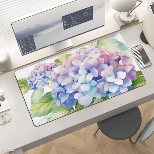 Desk Pad Protector 24x12 Inch Extended Hydrangea Watercolor miniatura 6