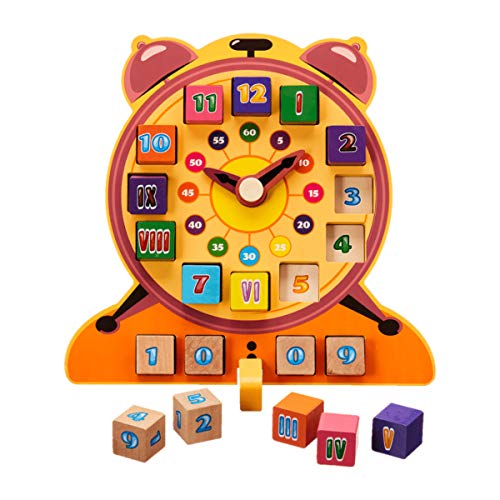 Preisvergleich Produktbild Playland Holz-Tischlernspiel Uhr 20 teilig / 12 Holzwürfen