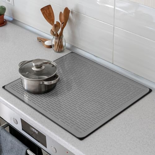 Stove Top Cover for Electric Stove - Silicone Stove Mat for Glass Top, Glass Cooktop Protector, XL Dish Drying Mats For Kitchen,Oven Covers for Electric Stove (Hyaline,28 x 20)