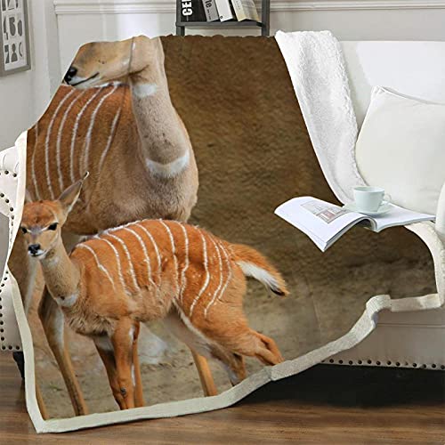 NuAnYI Manta De Baby Lindo Marrón Animal Ciervo 150X180 Cm Manta De Franela De Forro Polar Súper Suave Cover