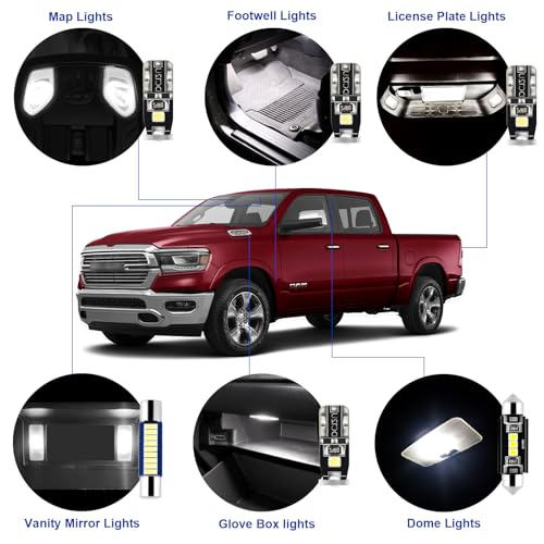 Kit LED interior para Dodge Ram 2019-2021, 12 piezas blanco 6000K miniatura 3
