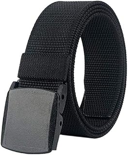 LionVII Mens Plastic Belt Nylon Canvas No-Metal Buckle Belt for Work and Travel